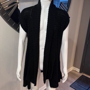 Black Open-Front Cardigan Sweater